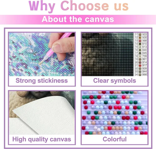 Vista 3 de Kits de pintura de diamantes 5D para adultos principiantes, imagen de cordero de cara negra, pintura con diamantes de cuentas, puntos, gema