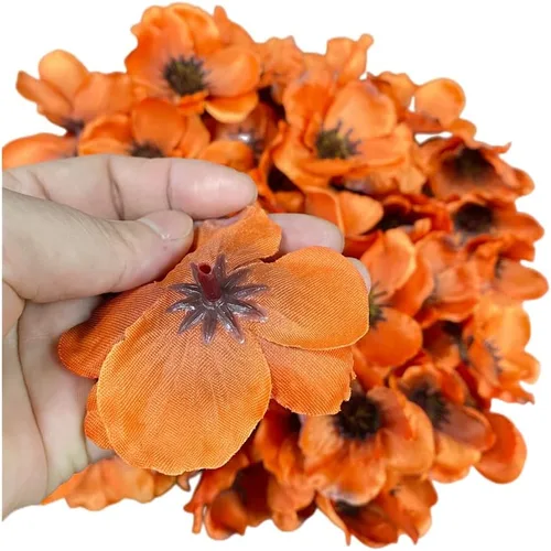Vista 2 de Rikyo 100 cabezas de flores artificiales de anémona de amapola de seda para otoño, rellenos de jarrón, ramilletes para decoración de bodas, pared