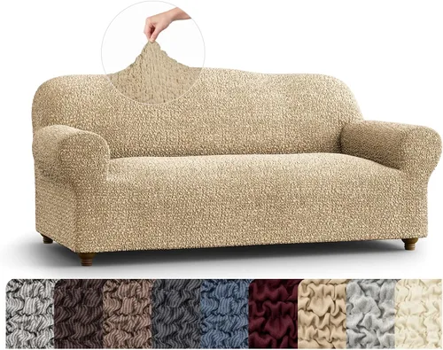 Vista 28 de PAULATO BY GA.I.CO. Funda elástica para sillón – Funda de sofá – Funda de sofá biplaza – Protector lavable de ajuste de forma de 1 pieza para Beige