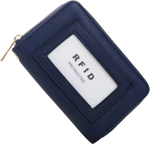 Vista 2 de FACAI Cartera de pulsera RFID para mujer con ranuras para tarjetas de crédito, cartera de viaje, marino, Classic