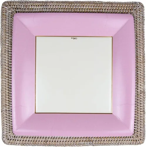 Vista 5 de Entertaining with Caspari - Platos llanos cuadrados de grogrén (paquete de 8), color rosa claro