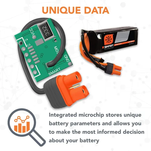 Vista 4 de Spektrum Batería inteligente RC LiPo: 3200mAh 3S 11.1V 30C con conector IC3 (compatible con EC3), SPMX32003S30, negro