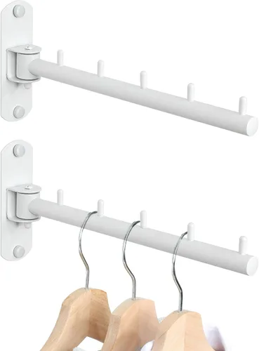 Vista 11 de Percheros para colgar ropa, perchereros de ropa montados en la pared, ganchos para colgar ropa, barras para ropa, ganchos resistentes, plegables