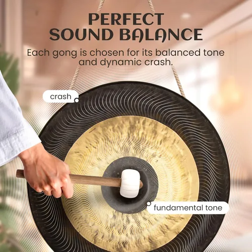 Vista 3 de The Gong Shop Gong chino hecho a mano, lavado rico y tonos de resonancia profunda para meditación, curación de sonido, yoga o decoración del hogar