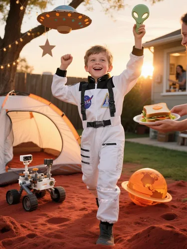 Vista 2 de Cuteshower Disfraz de astronauta para niños y niñas, overol espacial