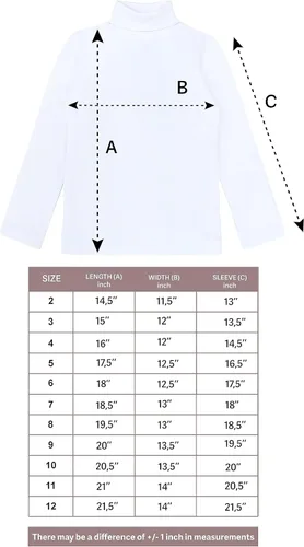 Vista 6 de Lilax Camiseta básica de algodón de cuello alto y manga larga para niñas
