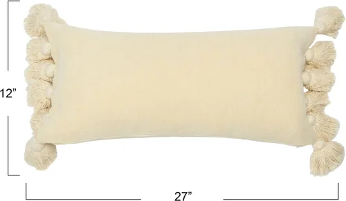 Vista 4 de Main + Mesa Almohada lumbar con borlas de chenilla de algodón, color crema (EC0978)