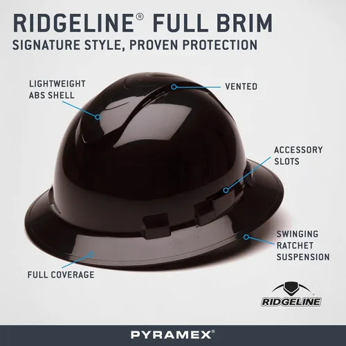 Vista 5 de Pyramex Ridgeline - Casco duro de ala completa, ventilado, con suspensión de trinquete de 4 puntos
