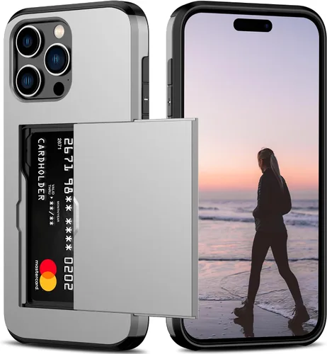 Vista 40 de Nvollnoe Compatible con iPhone 15 Funda con ranura para tarjetas, resistente, protectora de doble capa, a prueba de golpes, ranura oculta