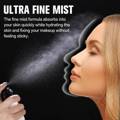 Vista 4 de UCANBEMAKEUP Dewy Spray fijador de maquillaje con acabado brillante, hidratante e iluminador para el rostro, ligero y duradero, fijación