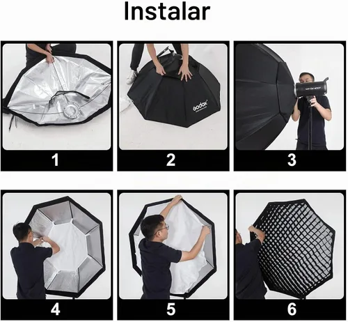 Vista 8 de Godox FW95 Ventana difusora octogonal de 37 pulgadas/95 cm con rejilla de panal y bolsa para flash Speedlight (montura Bowens)