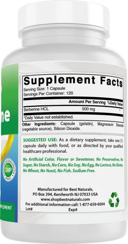 Vista 6 de Best Naturals Berberina 500mg 120 cápsulas – Apoya la función inmunológica, cardiovascular y gastrointestinal (120 unidades (paquete de 1))