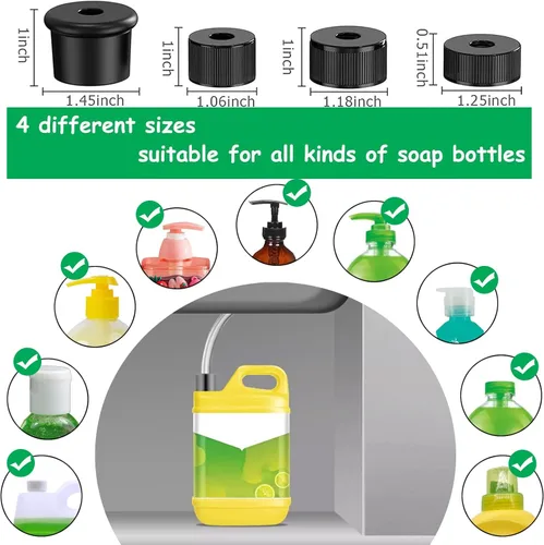 Vista 4 de Kit de tubo de extensión dispensador de jabón para fregadero con válvula de retención mejorada de 47 pulgadas, tubo dispensador de jabón bajo