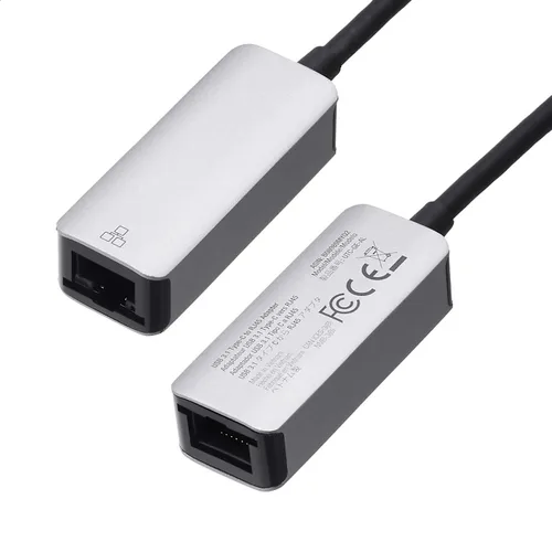 Vista 4 de Amazon Basics Adaptador de aluminio USB-C a RJ45 Gigabit Ethernet, red rápida, gris, 2.07 x 0.81 x 0.6 pulgadas
