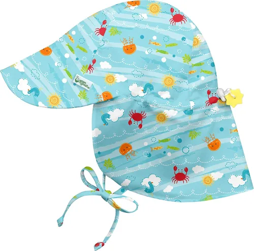 Vista 4 de Sombrero I play by Green Sprouts, de solapa, protección solar UPF 50+ para cabeza, cuello y ojos, para bebé Helechos Verde Oscuro