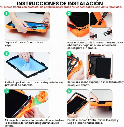 Vista 9 de SEYMAC Funda para iPad Air de 5ª/4ª generación de 10.9 pulgadas, Funda Protectora de Cuerpo Completo Resistente a Golpes con Protector de Pantalla
