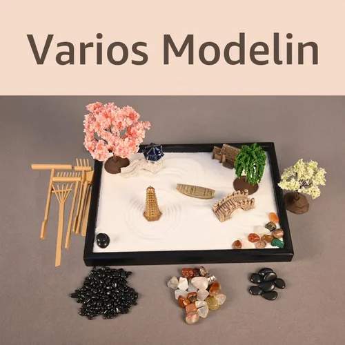 Vista 3 de Mini Zen Garden, arena blanca, bandeja rectangular de plástico