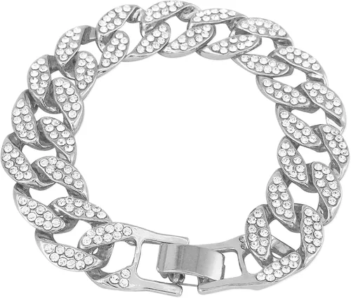 Vista 4 de ICE STAR Reloj con forma Tonneau para hombre y pulsera cubana con correa de silicona