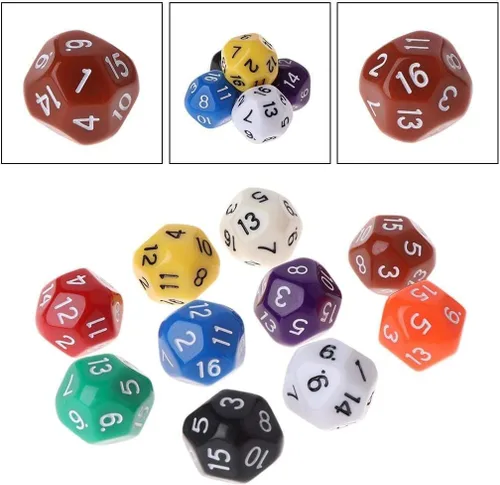Vista 5 de Juego de 10 dados poliédricos para Calabozos y Dragones, 16 caras, dados poliédricos con otros juegos de mesa con surtido de dados multicolores