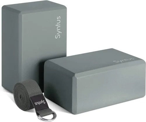 Vista 8 de Syntus Yoga Block and Yoga Strap Set, 2 Soft Non-Slip Yoga Blocks 9×6×4 inches, 8FT Metal D-Ring Strap for Yoga, General Fitness, Pilates
