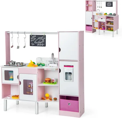 Vista 19 de Costzon Juego de tienda de comestibles para niños, juego de soporte de mercado de simulación para niños pequeños con juguete de juego de 30 piezas