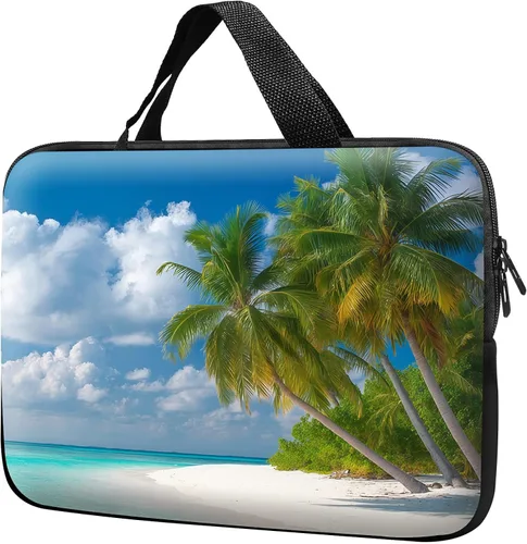 Vista 11 de Funda para laptop con asa de 10 pulgadas, impermeable, diseño de lentes de sol de alpaca, funda para computadora compatible con MacBook Air, Pro