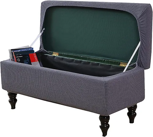 Vista 7 de Fundas otomanas rectangulares, fundas elásticas para reposapiés, funda de banco de almacenamiento, protector de muebles para reposapiés para sala