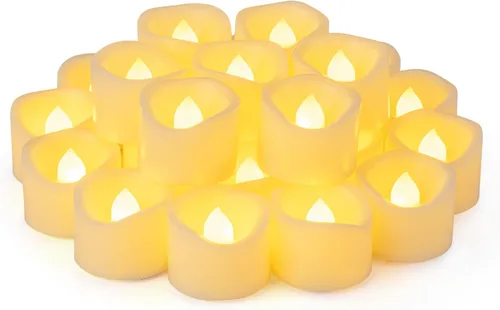 Vista 10 de 12 paquetes de luces de té LED con temporizador, operadas con batería, velas votivas con temporizador sin llama parpadeantes eléctricas, luces de té