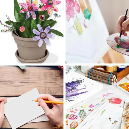 Vista 7 de 50 hojas de papel de acuarela a granel de 5 x 7 pulgadas, prensa en frío, papel grueso de algodón blanco para niños, estudiantes, artistas, pintura
