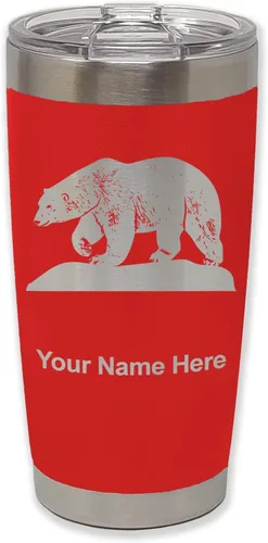 Vista 29 de LaserGram Vaso aislado al vacío de 20 onzas, oso polar, grabado personalizado incluido (negro)