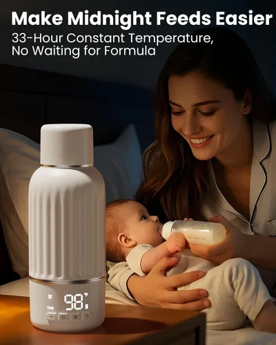 Vista 3 de Calentador de botellas portátil para viajes, calentamiento rápido de 2.5 minutos para leche materna y fórmula, calentador de leche portátil