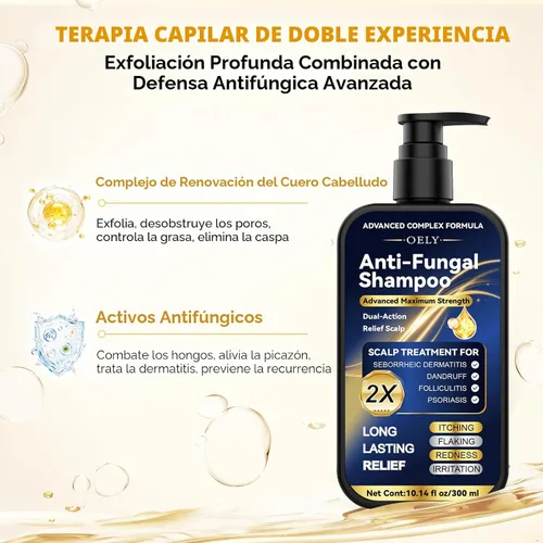 Vista 7 de Champú antifúngico mejorado para dermatitis seborreica, foliculitis y psoriasis del cuero cabelludo, champú anticaspa para hombres y mujeres, alivia