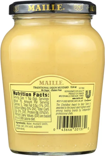 Vista 4 de Maille Original Dijon Mustard (Economy Case Pack) tarro de 13.4 onzas (paquete de 12) por Maille