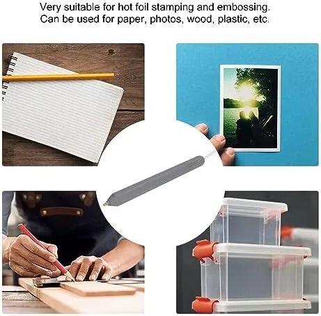 Vista 2 de Diydeg Bolígrafo de papel de aluminio térmico con 4 tamaños de puntas de metal, juego de bolígrafos de aluminio calentados en caliente para hacer