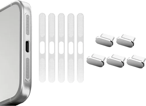 Vista 14 de para iPhone 16 Pro Max Auricular Parlante Malla Anti Polvo Adhesiva Cubierta - 5 PIEZAS / Negro