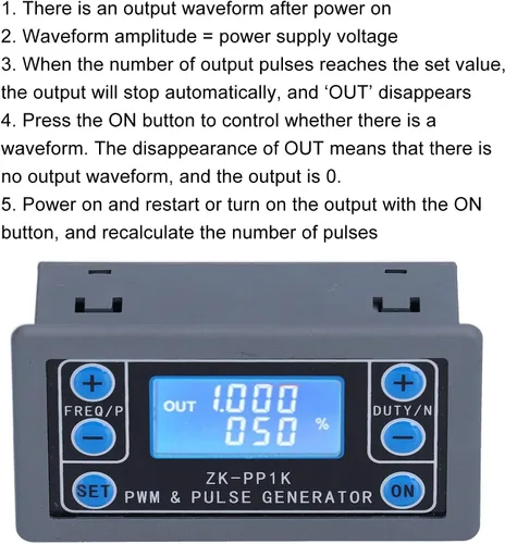 Vista 4 de Generador de señal PWM 1Hz-150kHz, módulo de modulación de ancho de pulso de 3.3V-30V para control de velocidad del motor y ajuste de brillo LED