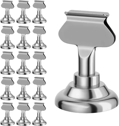 Vista 10 de Urban Deco Paquete de 16 soportes para tarjetas de número y lugar de mesa, soportes de acero de 1.7 pulgadas para fotos, letreros de alimentos, Cobre