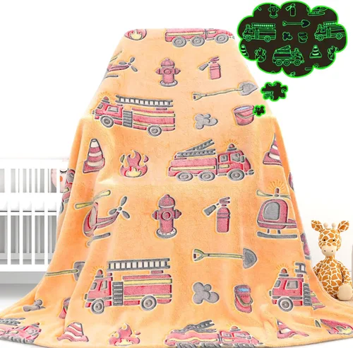 Vista 9 de Gdindff Bonita manta infantil que brilla en la oscuridad con diseño de dinosaurio para niños, de franela que brilla en la cama, sofá, sofá, manta