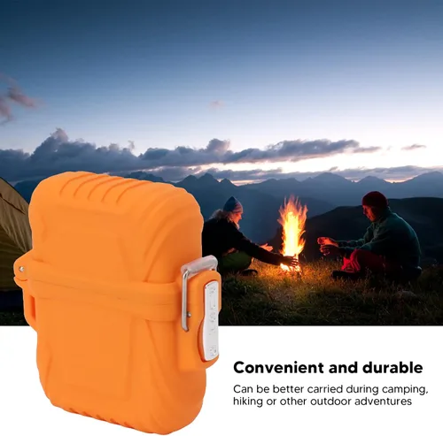Vista 3 de TOPINCN Funda para encendedor de antorcha, resistente funda portátil IP56 impermeable para acampar al aire libre (naranja)