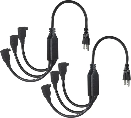 Vista 13 de Cable de extensión de alimentación para exteriores de 18 pulgadas, divisor de 3 vías, cable de alimentación de 1 a 3 salidas divisores, cable