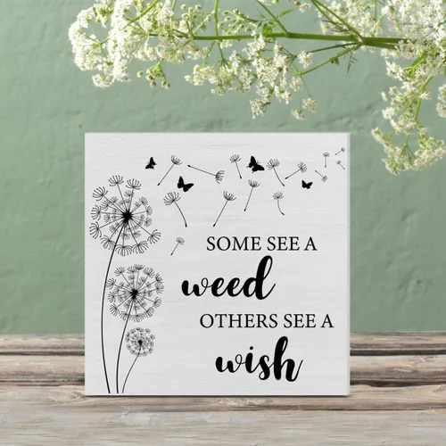 Vista 5 de Letrero de madera de diente de león de primavera, caja de madera de primavera, bloques de arte, decoración de escritorio, letreros rústicos