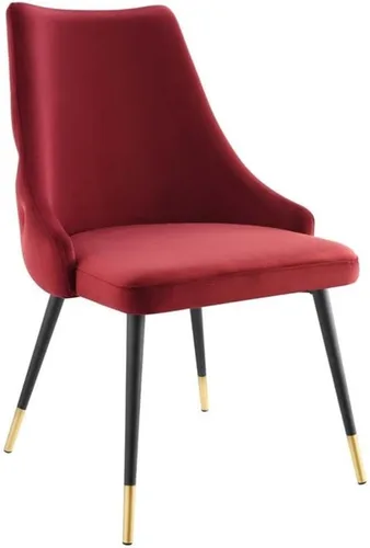 Vista 13 de Modway Adorn Silla auxiliar de comedor de terciopelo copetudo, color negro, 25 pulgadas de profundidad x 22 pulgadas de ancho x 34 pulgadas de alto
