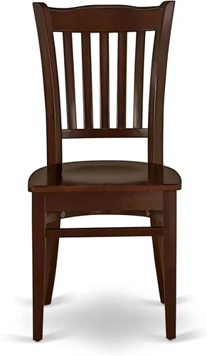Vista 12 de East West Furniture ANGR3-MAH-W - Juego de comedor de 3 piezas para espacios pequeños que contiene una mesa de comedor redonda con pedestal y 2