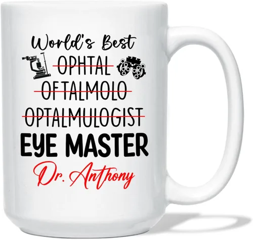 Vista 24 de Taza de café personalizada para oftalmólogo con texto en inglés "Thank You For Being An Awesome Oftalmologist", taza de café personalizada