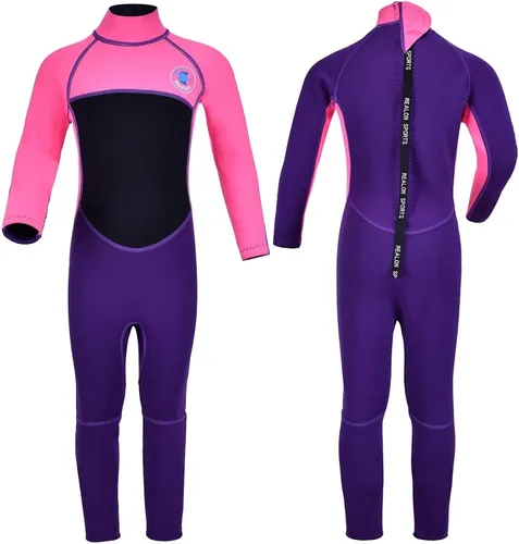 Vista 17 de Traje de neopreno de 3 mm para niños, niñas, niños pequeños y jóvenes; traje de baño completo térmico para agua fría; cremallera en la espalda