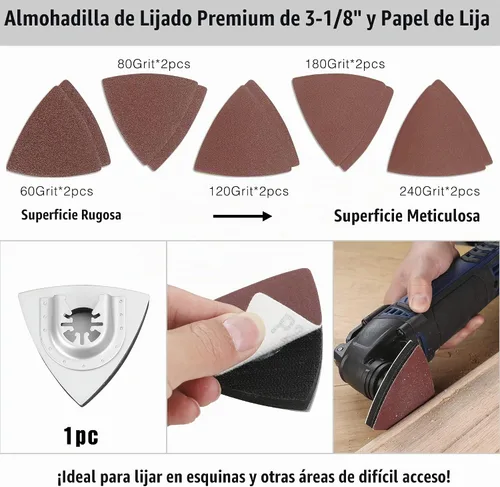 Vista 5 de WORKPRO 25 piezas de accesorios oscilantes multiherramienta, hojas de sierra oscilantes de liberación rápida para cortar madera y metal, plástico