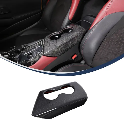Vista 8 de Fibra de carbono real compatible con Toyota Supra GR A90 A91 MK5 2019-2022 2023 2024 Control central de coche, cubierta de caja de apoyabrazos