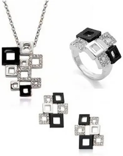 Vista 3 de Juego de aretes y collares de cristal Juego de collares y aretes de moda con cristales austriacos para mujer