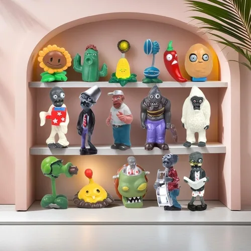 Vista 7 de JHESAO Juego de 16 juguetes de plantas PVZ, figuras de zombis, serie PVZ, juguetes de PVC de felpa, gran regalo para niños y fanáticos, cumpleaños