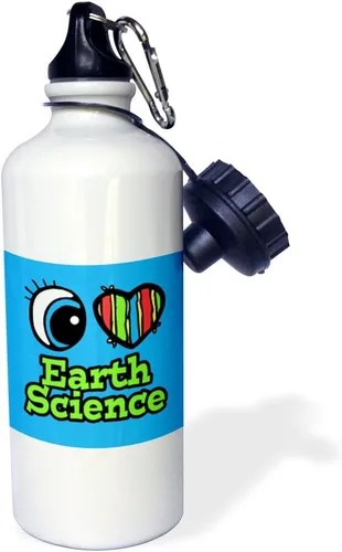 Vista 2 de 3dRose WB _ _ _ _ _ _ _ _ _ _ 106040 _ _ _ _ _ _ _ _ _ _ 1 " Bright Eye I Love Ciencias de la Tierra "Deportes botella de agua de corazón, 21 oz
